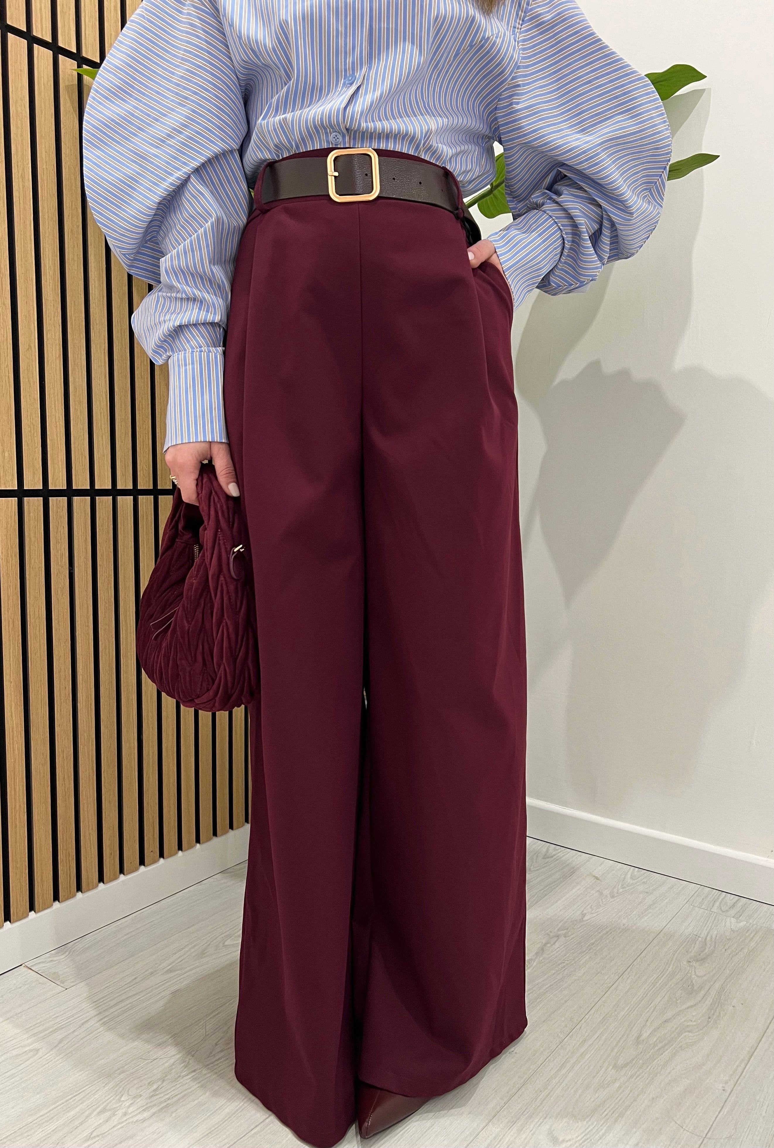 PANTALONI PALAZZO BORDEAUX