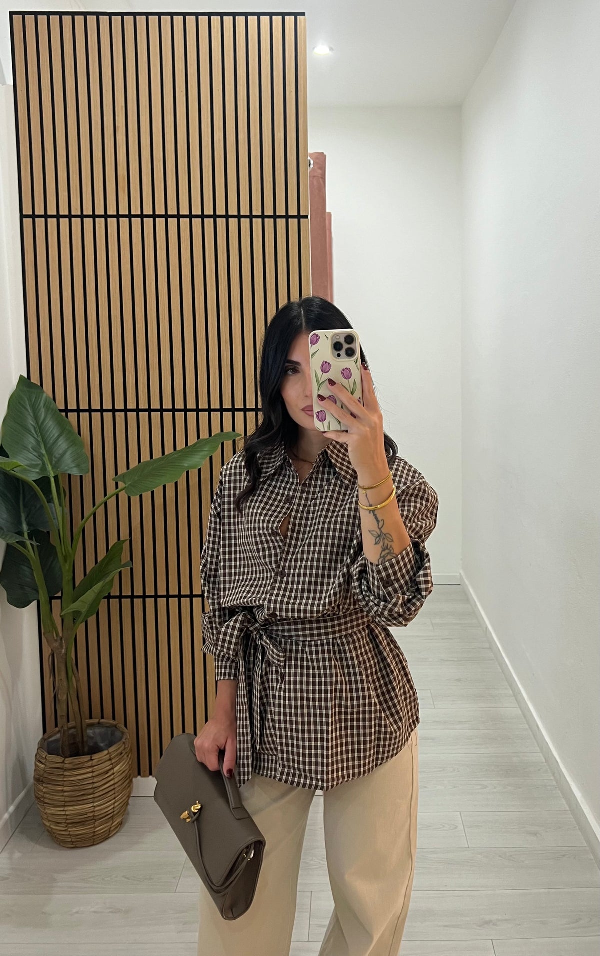 CAMICIA A QUADRI CON CINTURA