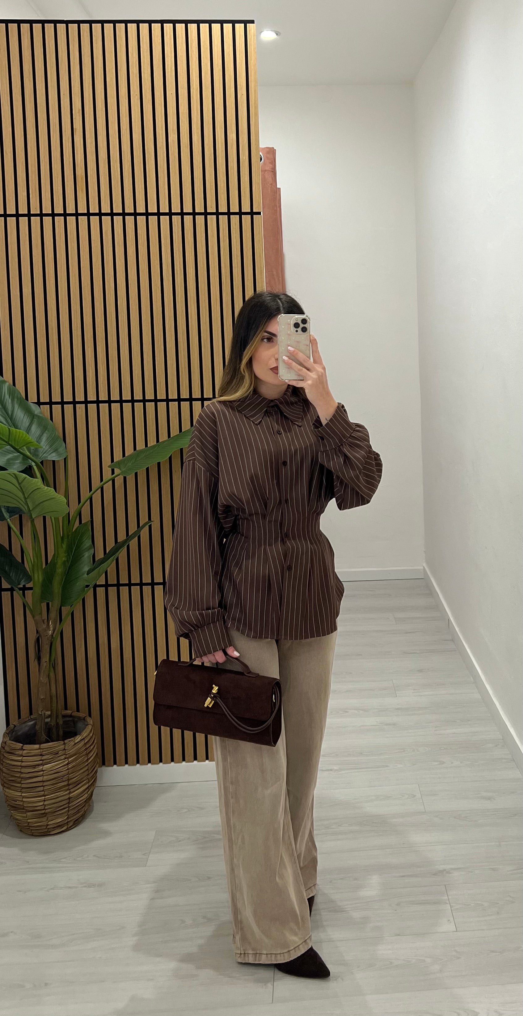 CAMICIA GESSATA MARRONE