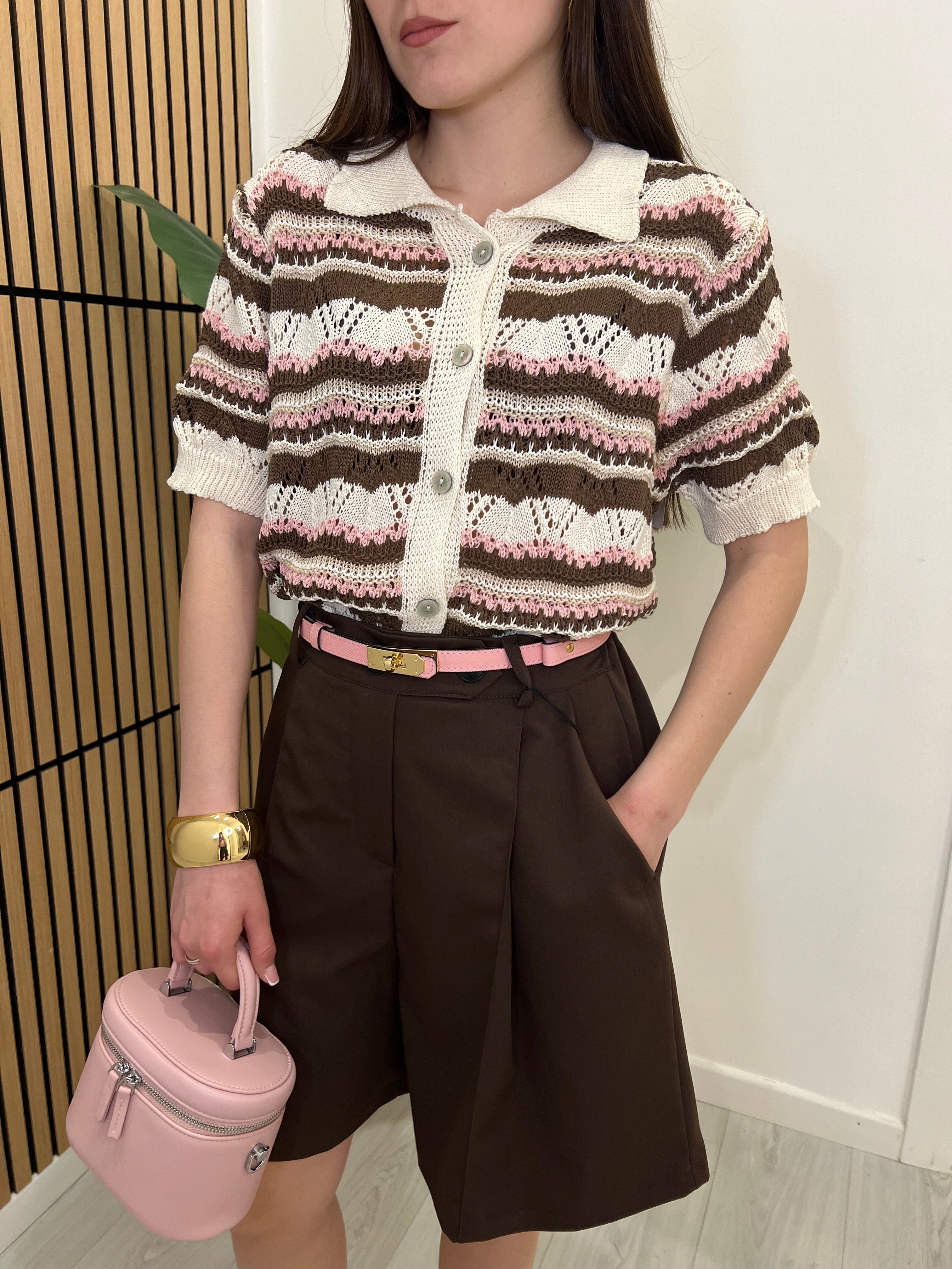 MAGLIA CROCHET ROSA