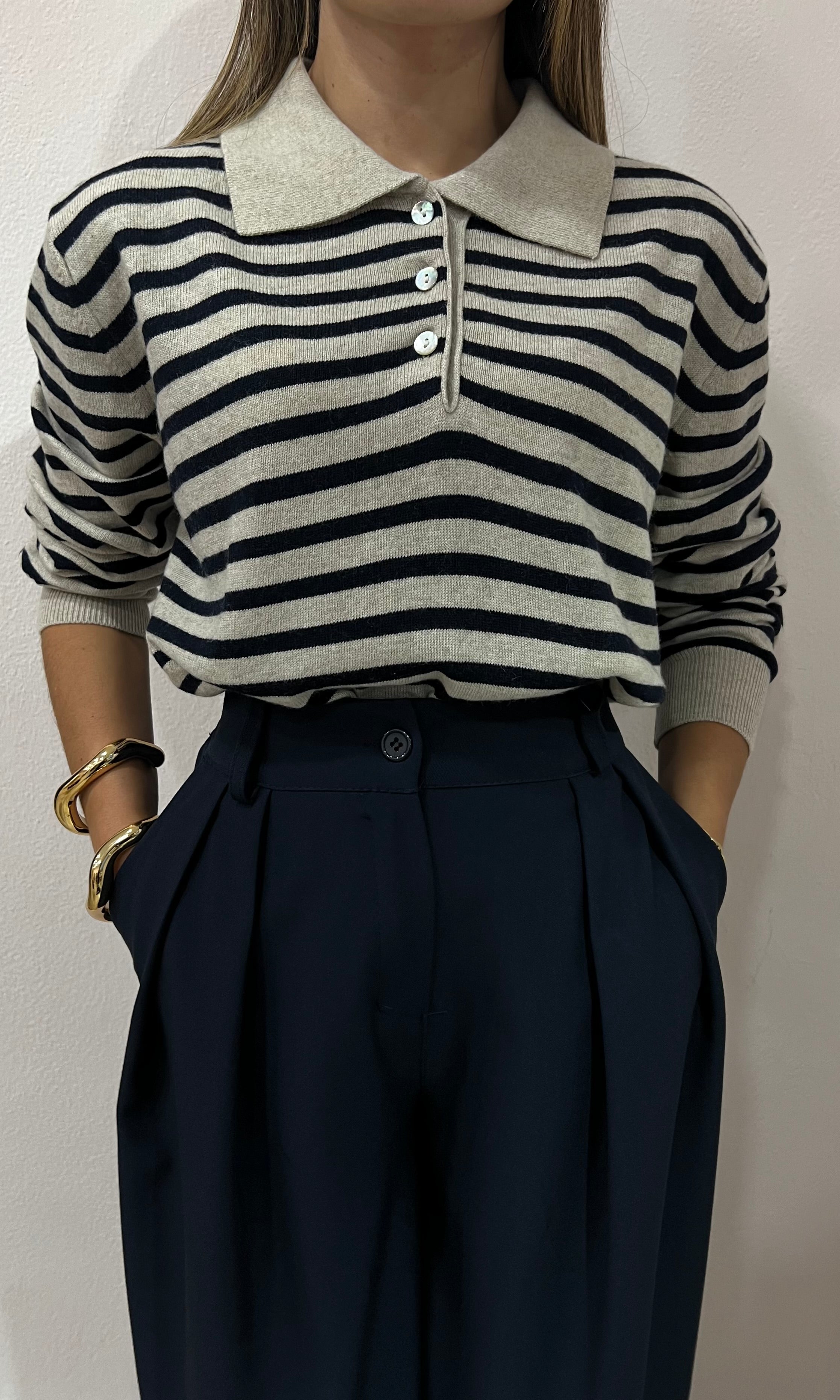 Polo cashmere Blu/beige