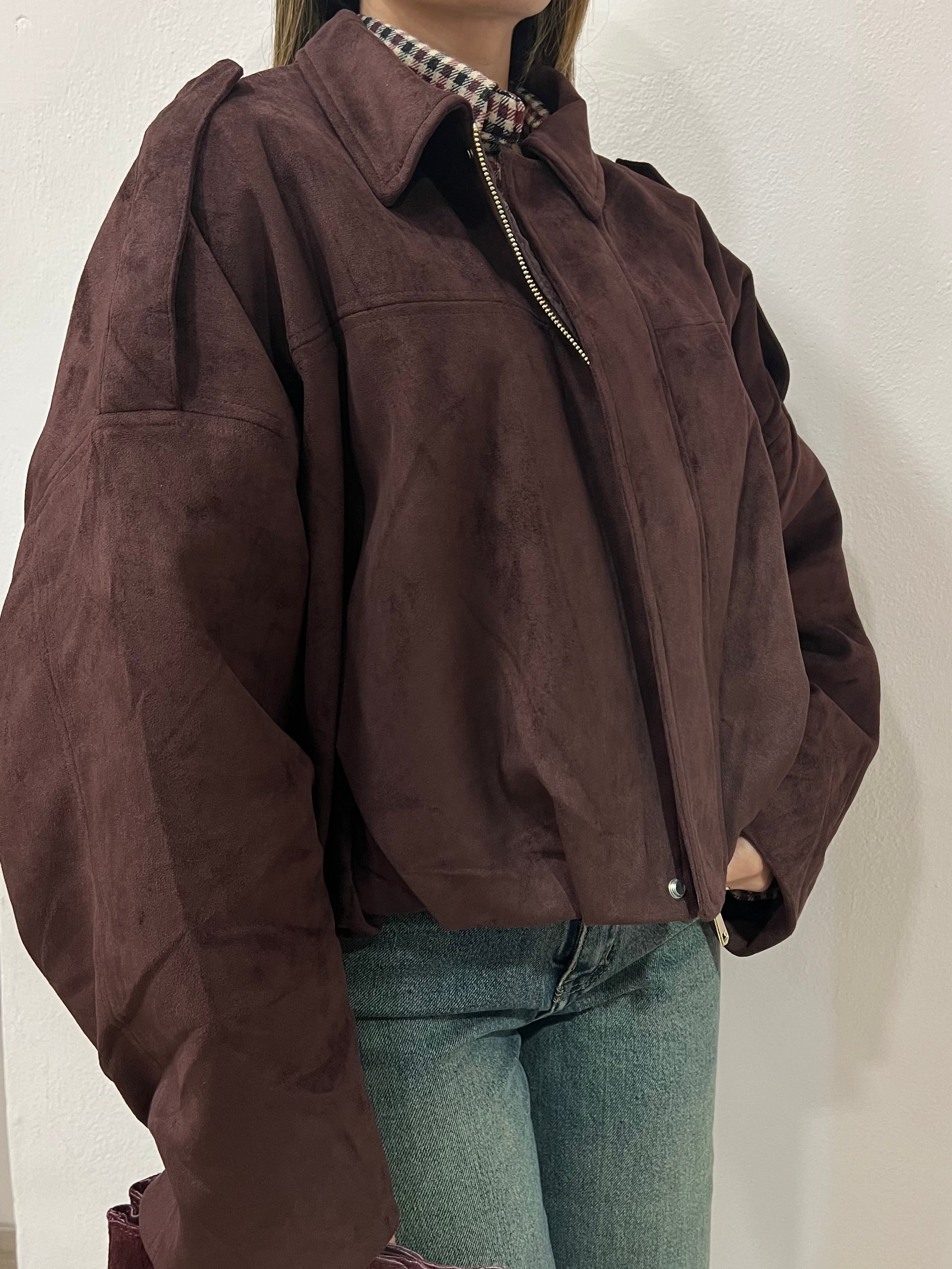 Bomber Suede Borgogna
