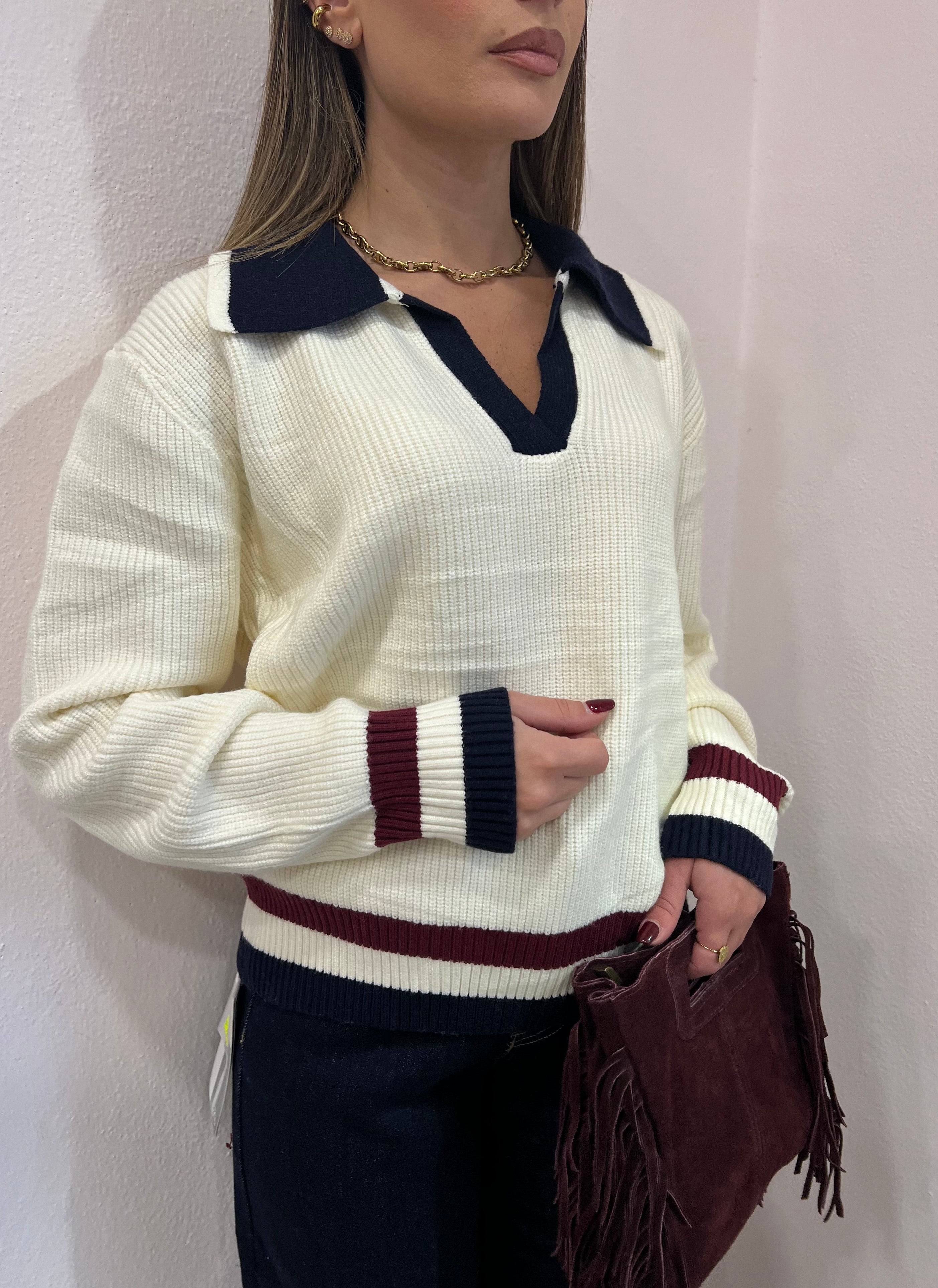 Pull Ralph Blu/Bordeaux