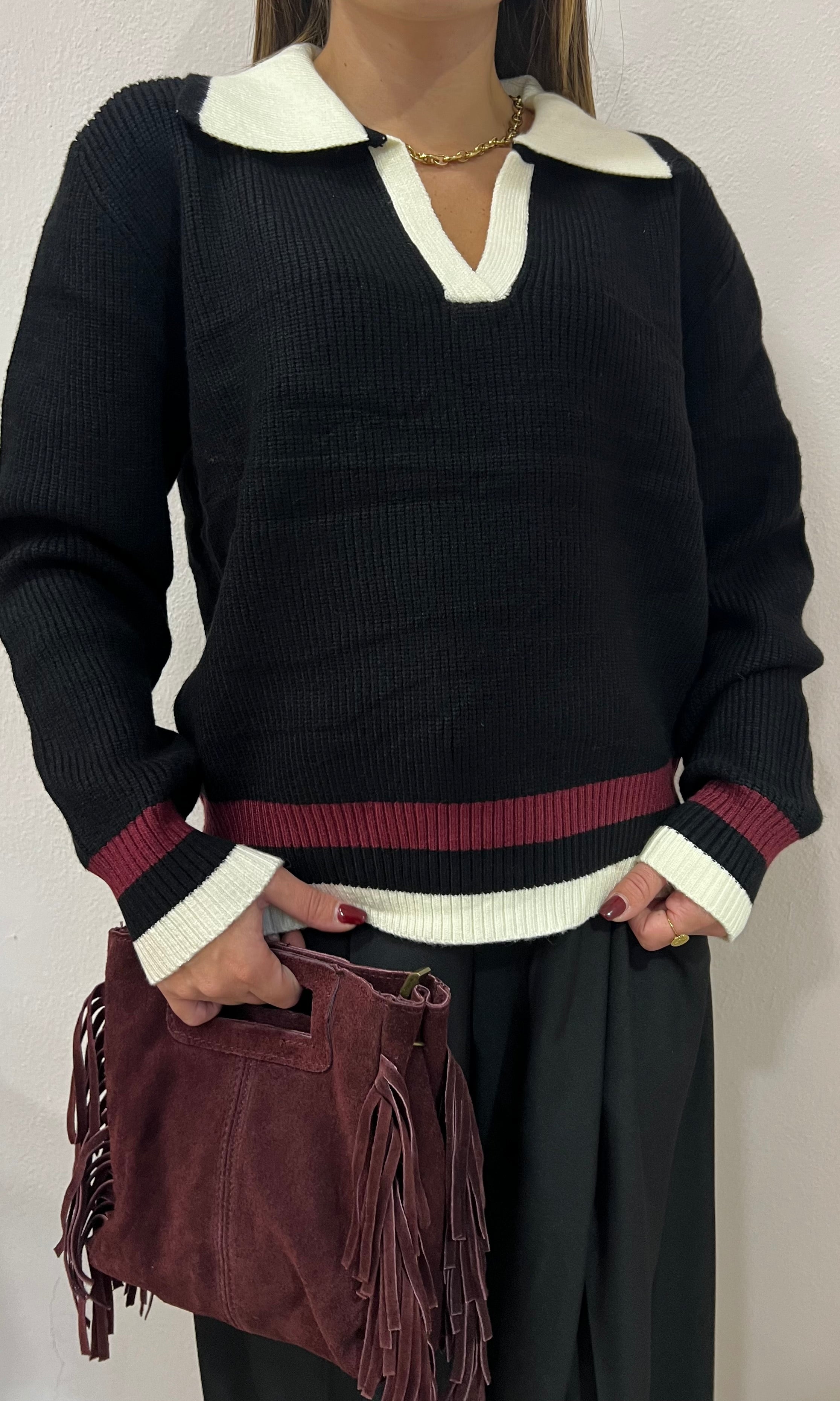 Pull Ralph Nero/Bordeaux