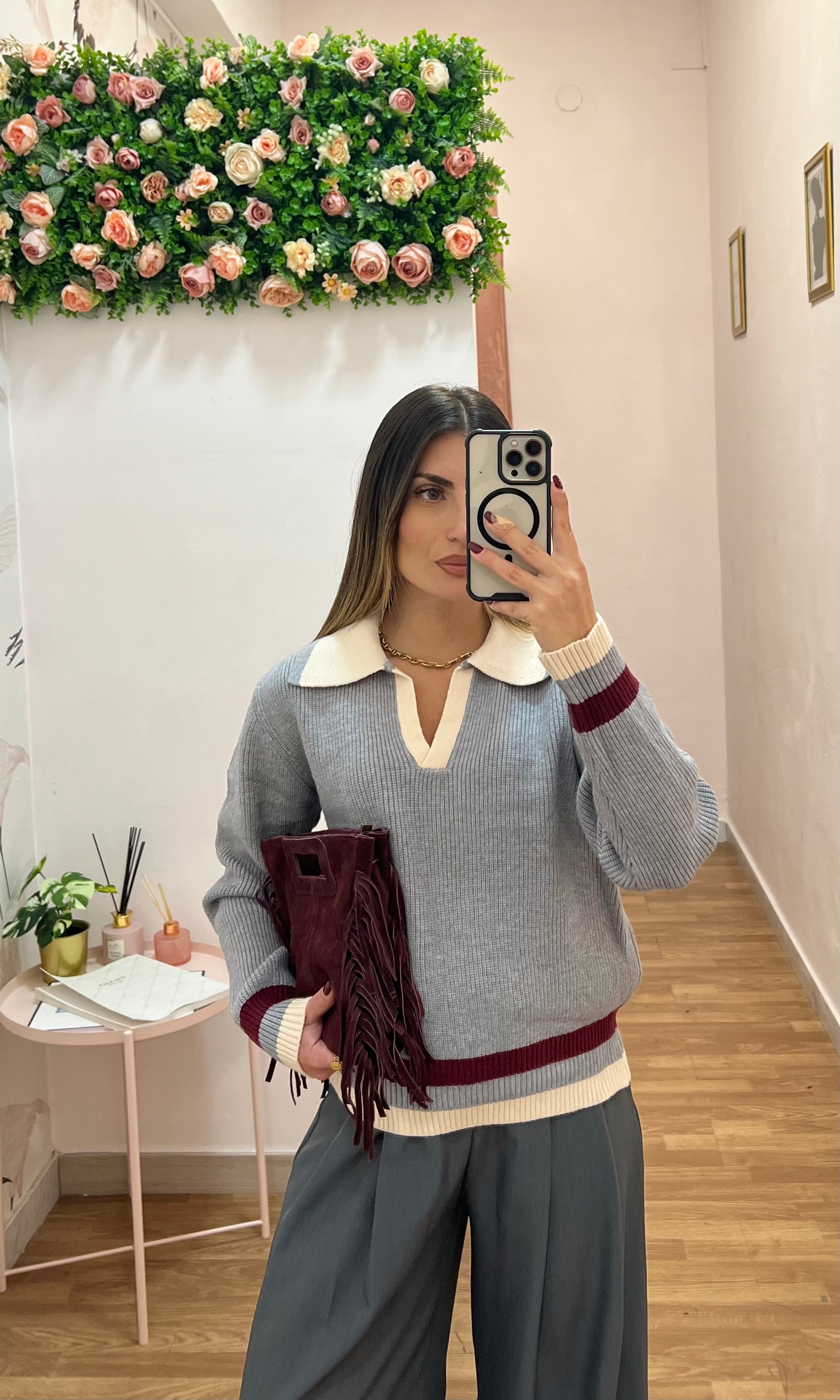 Pull Ralph Grigio/Bordeaux
