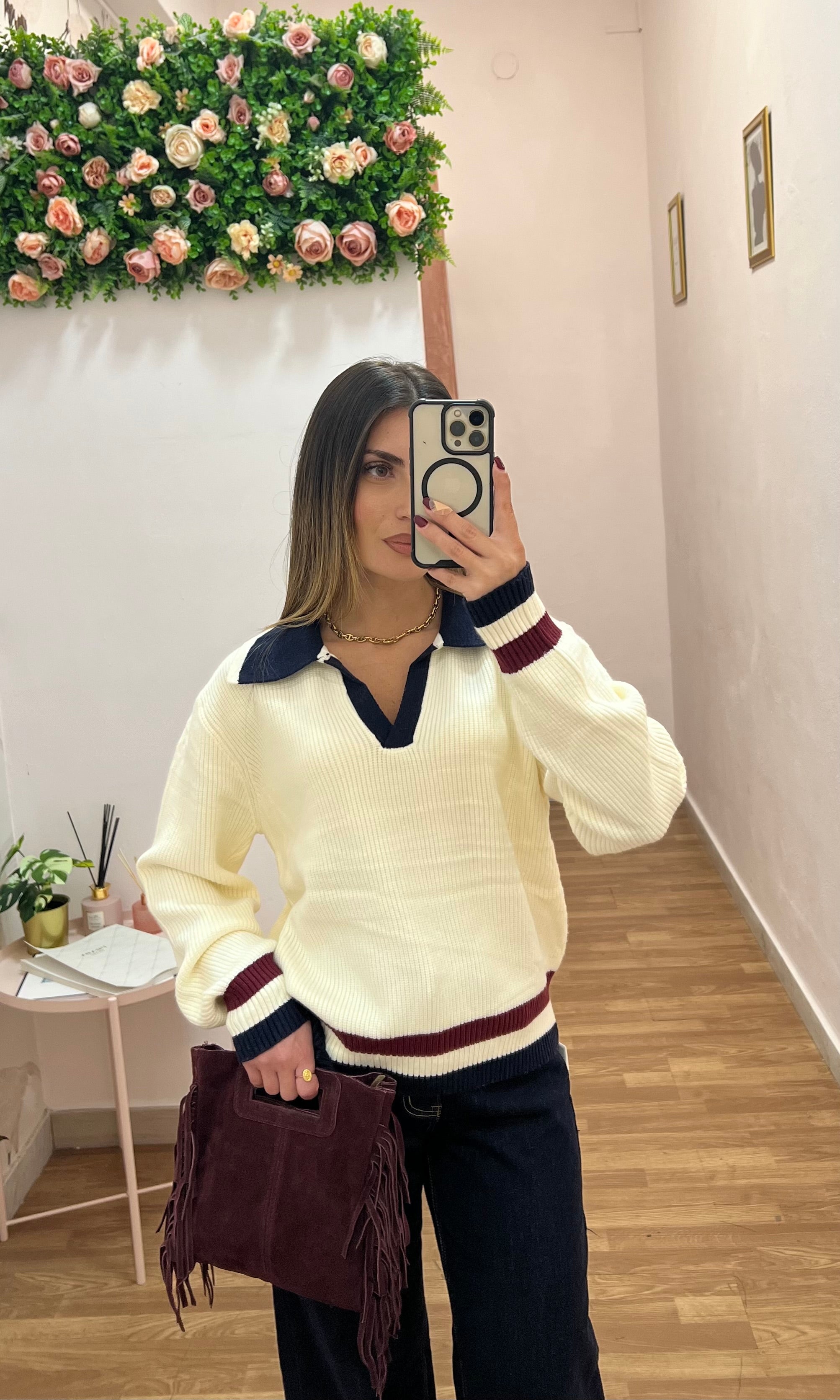 Pull Ralph Blu/Bordeaux