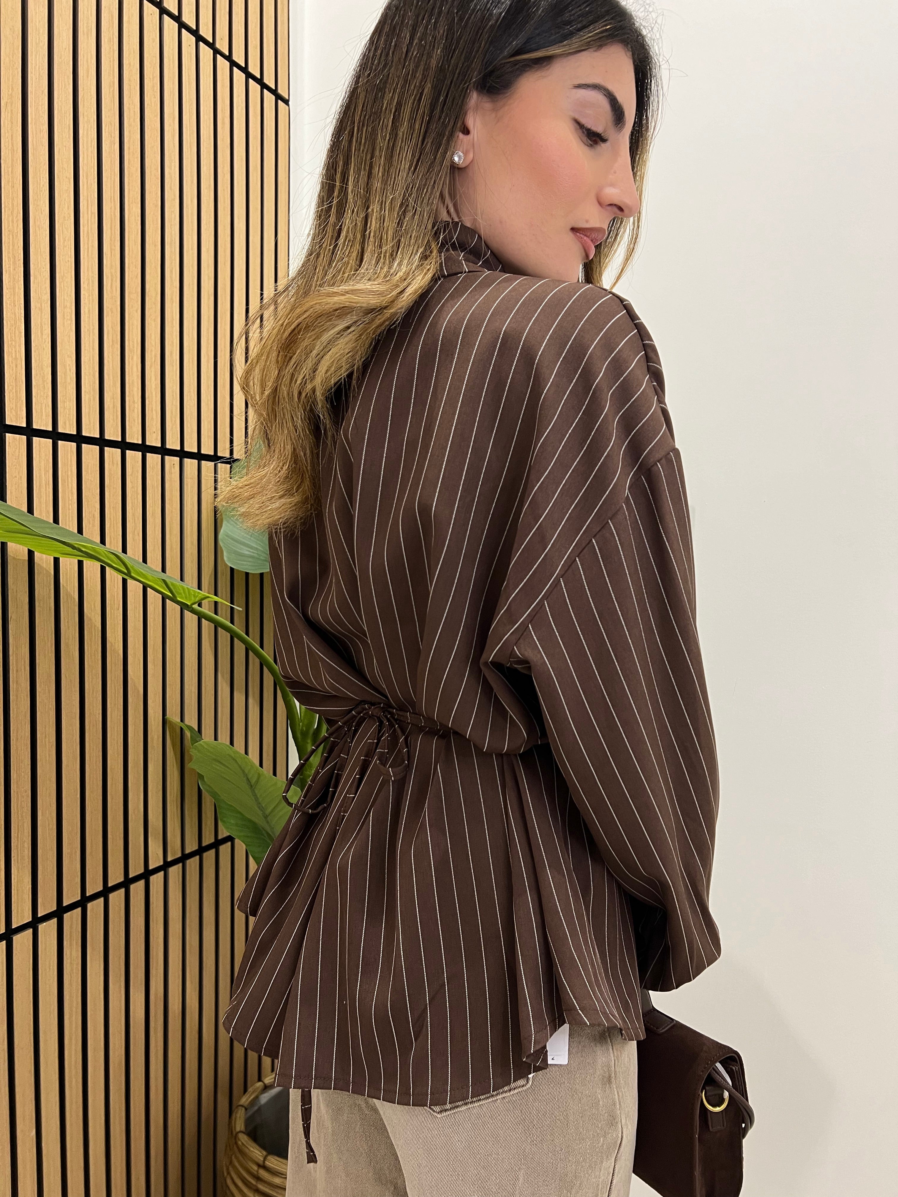 CAMICIA GESSATA MARRONE