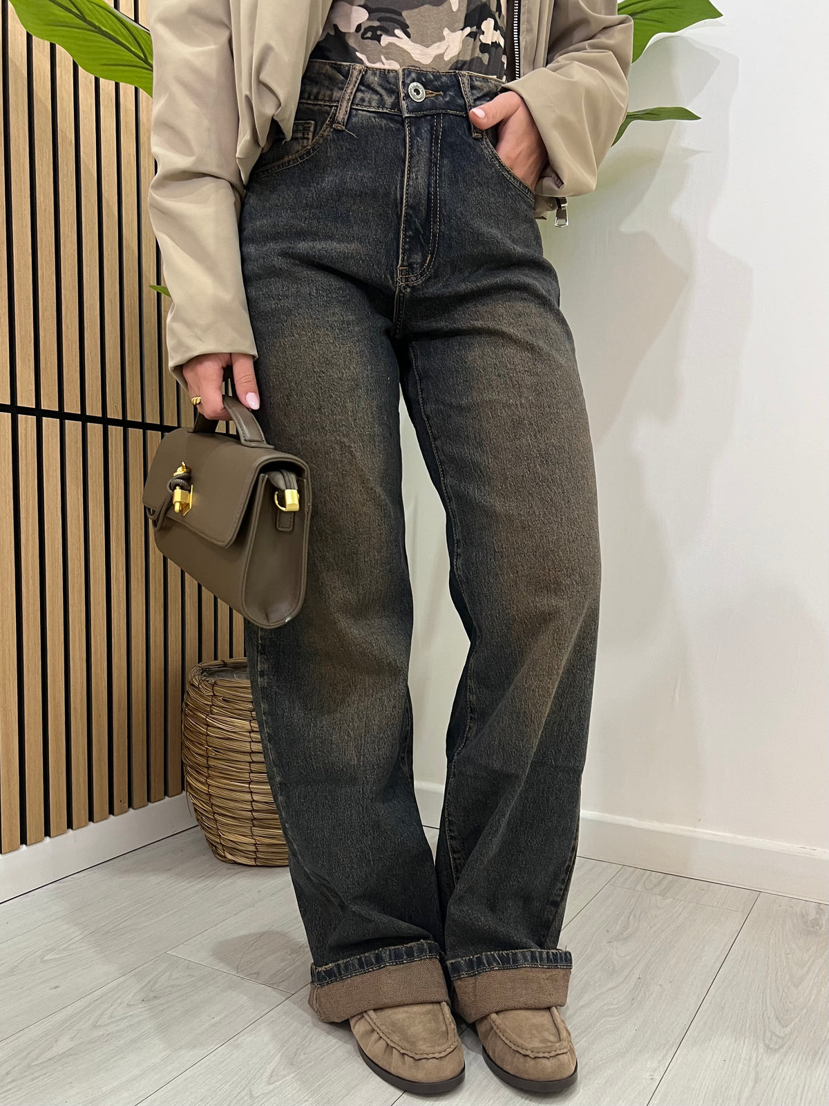 JEANS WIDE SABBIA