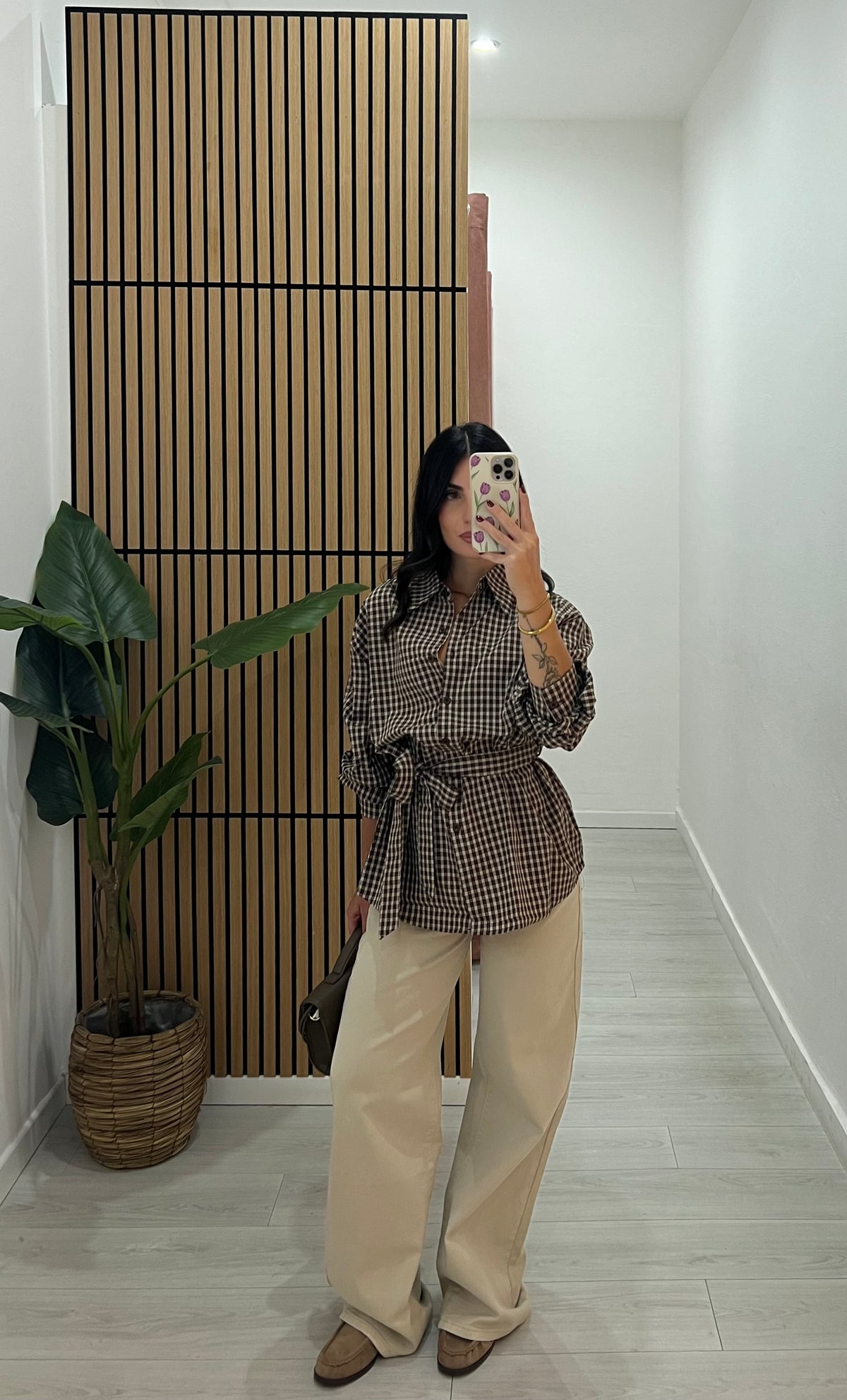 CAMICIA A QUADRI CON CINTURA