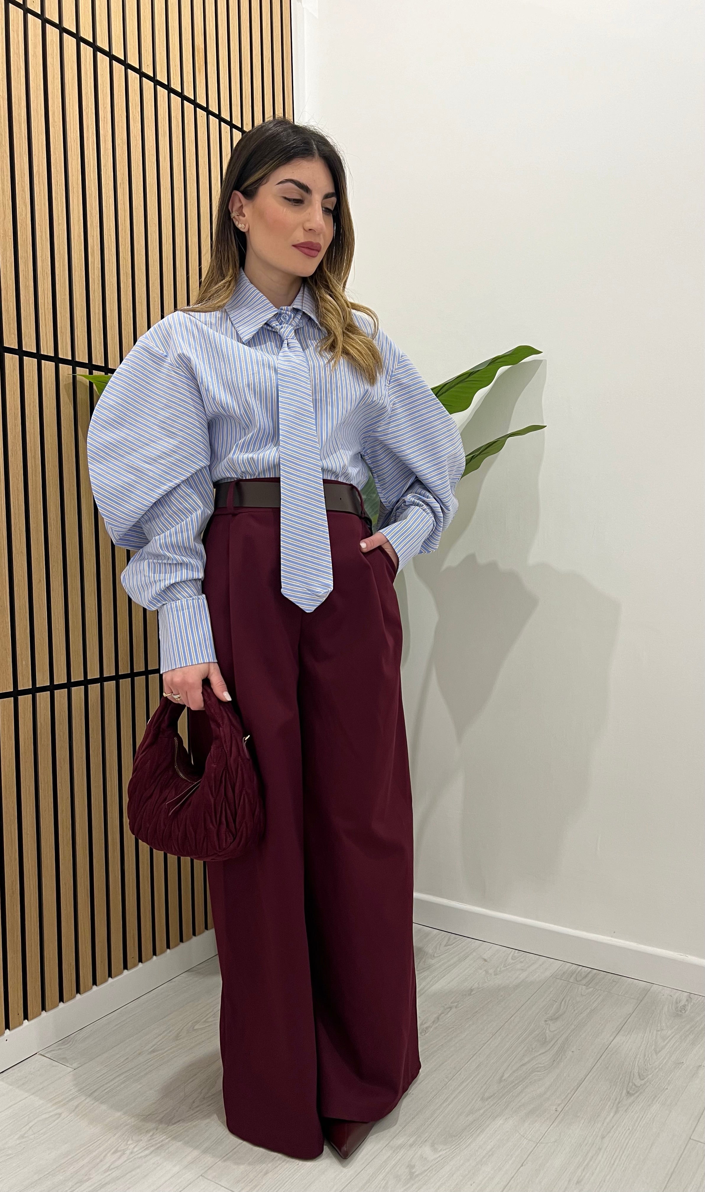 PANTALONI PALAZZO BORDEAUX