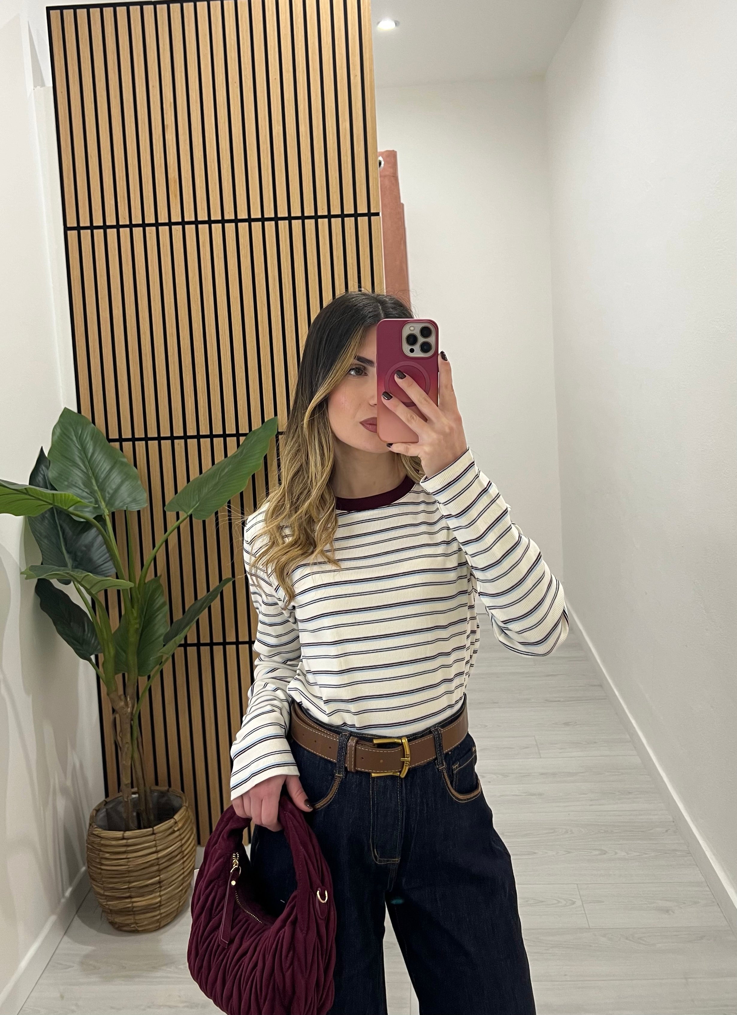 MAGLIE A RIGHE/BORDEAUX