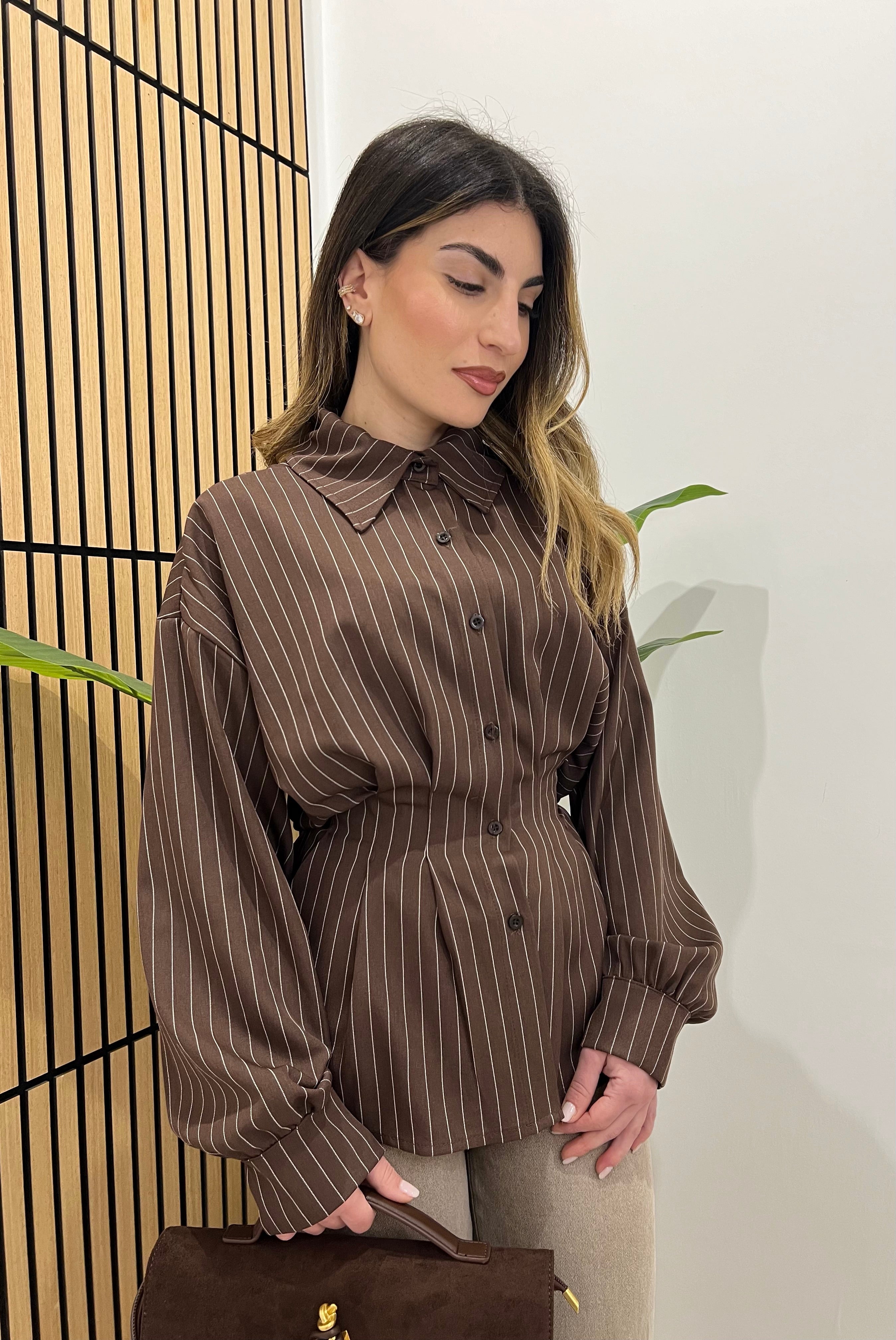 CAMICIA GESSATA MARRONE