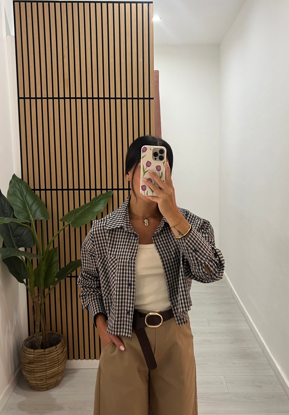 CAMICIA CROP QUADRI