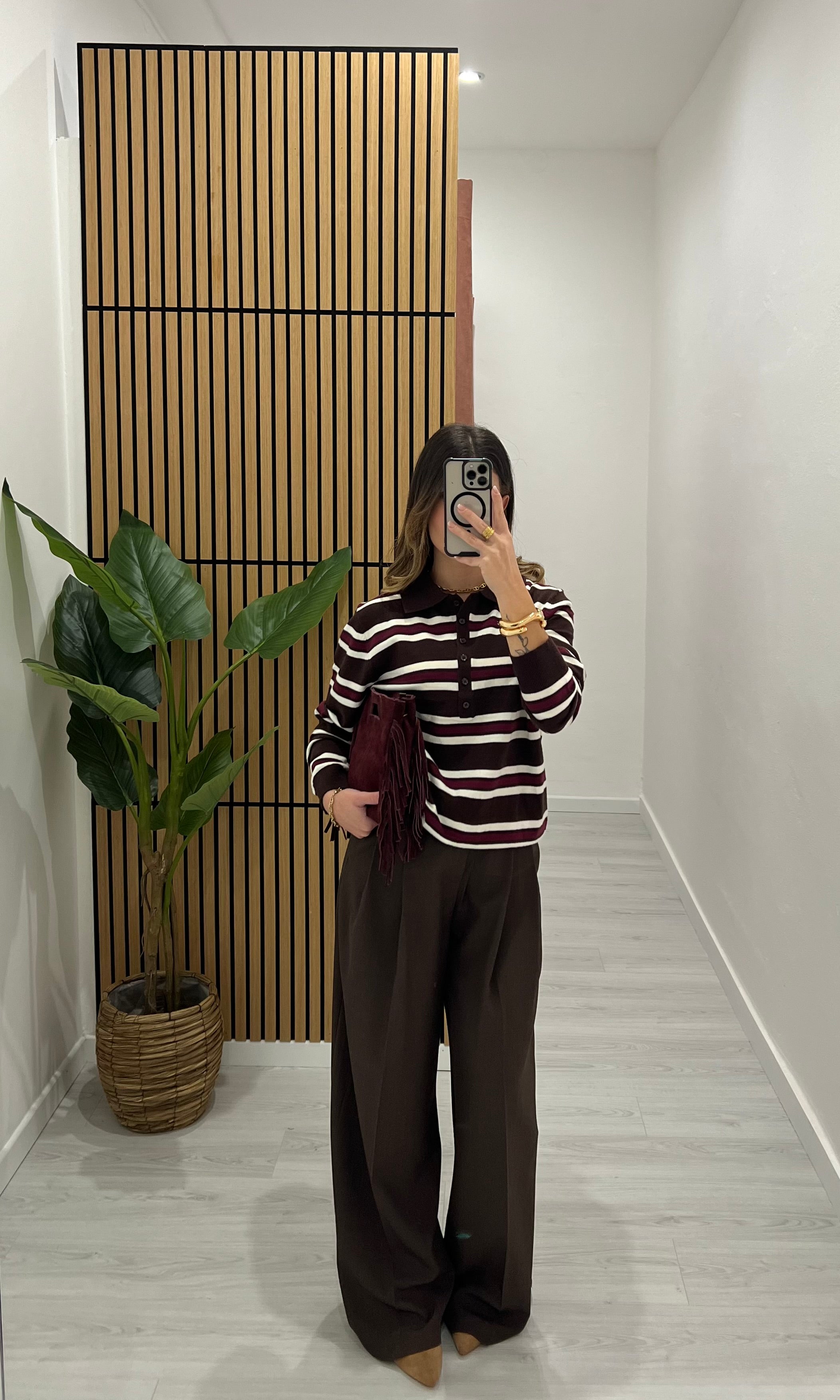 POLO CLASSIC A RIGHE, MARRONE\BORDEAUX