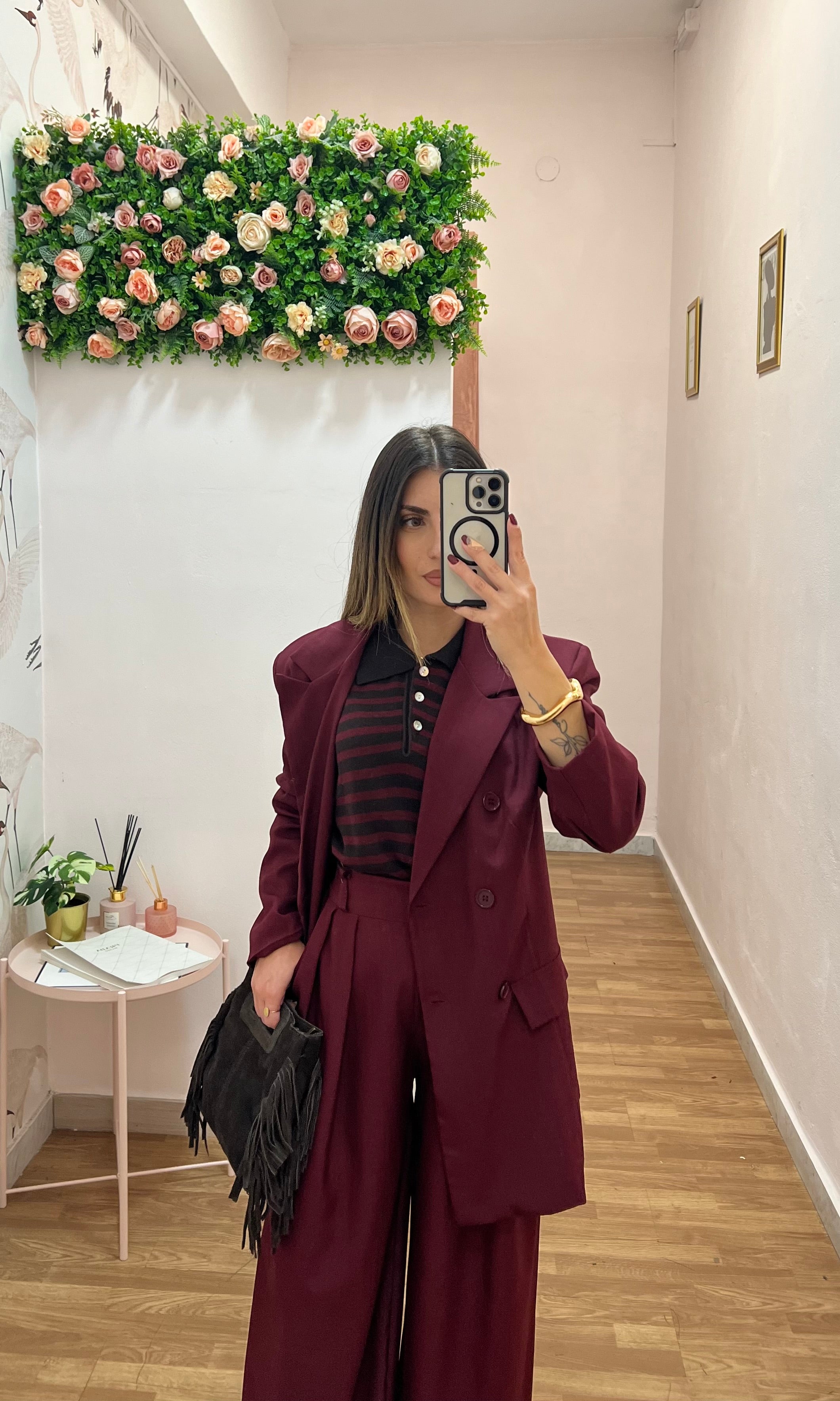 Polo Righe Cashmere Marrone/Bordeaux