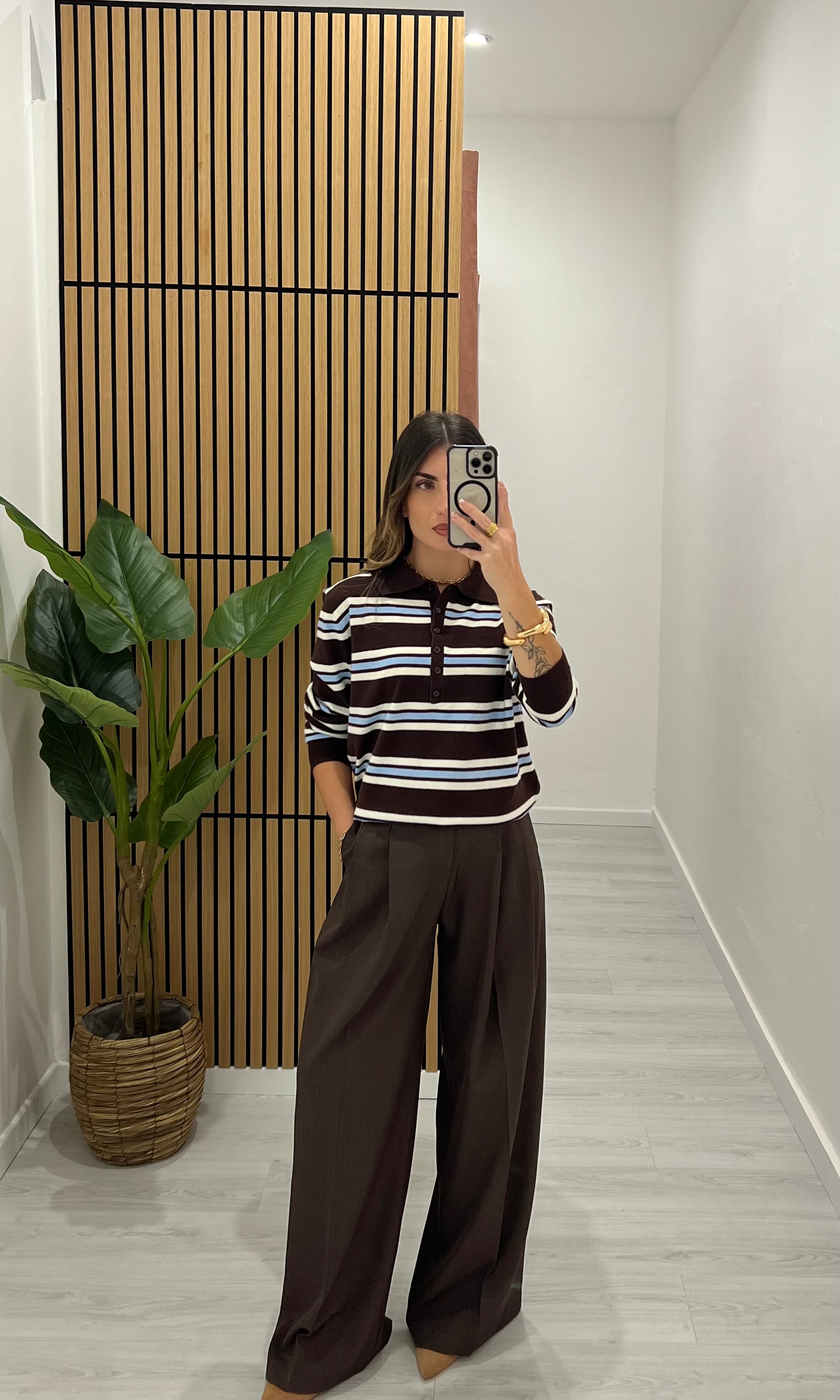 POLO CLASSIC  A RIGHE MARRONE\AZZURRO