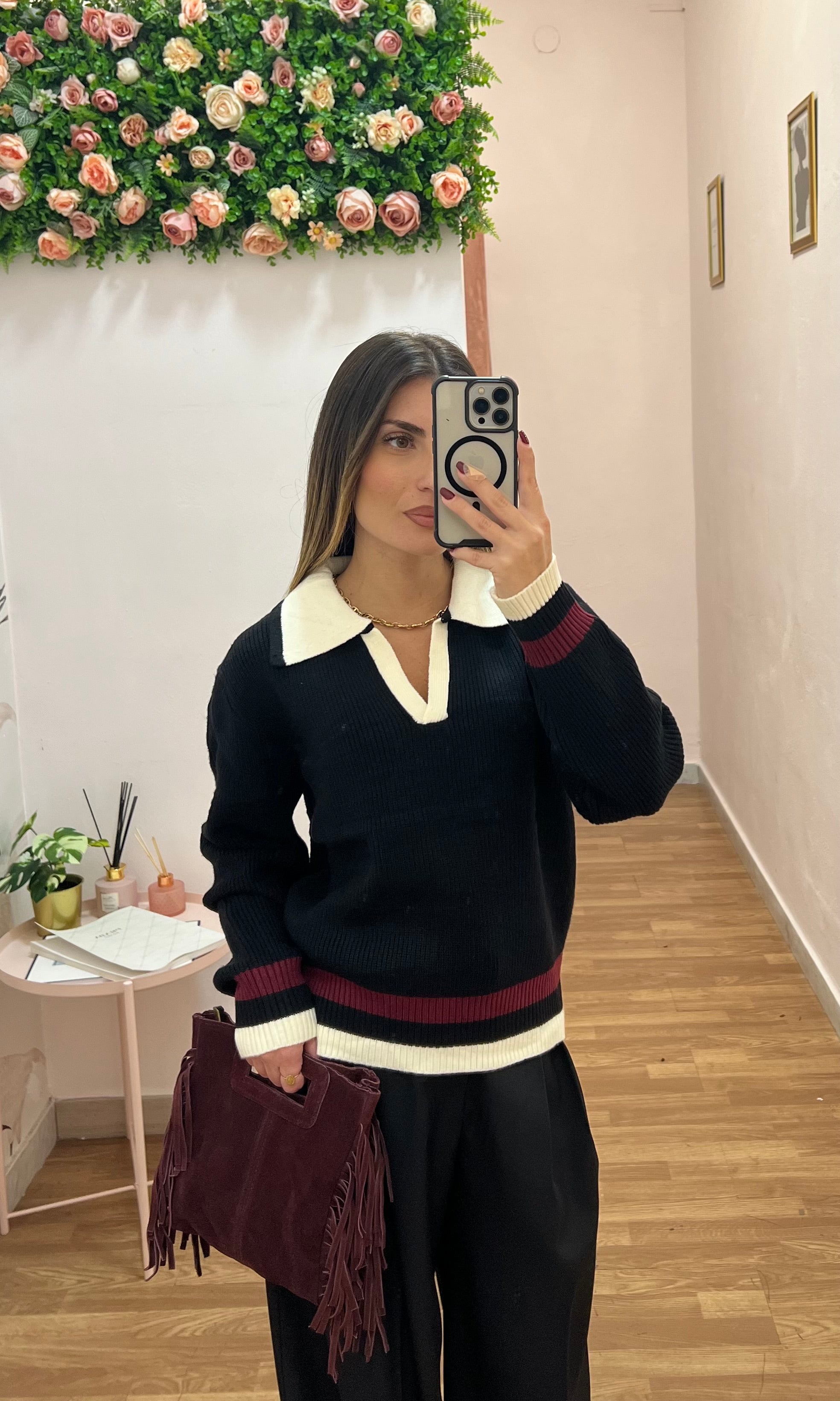 Pull Ralph Nero/Bordeaux