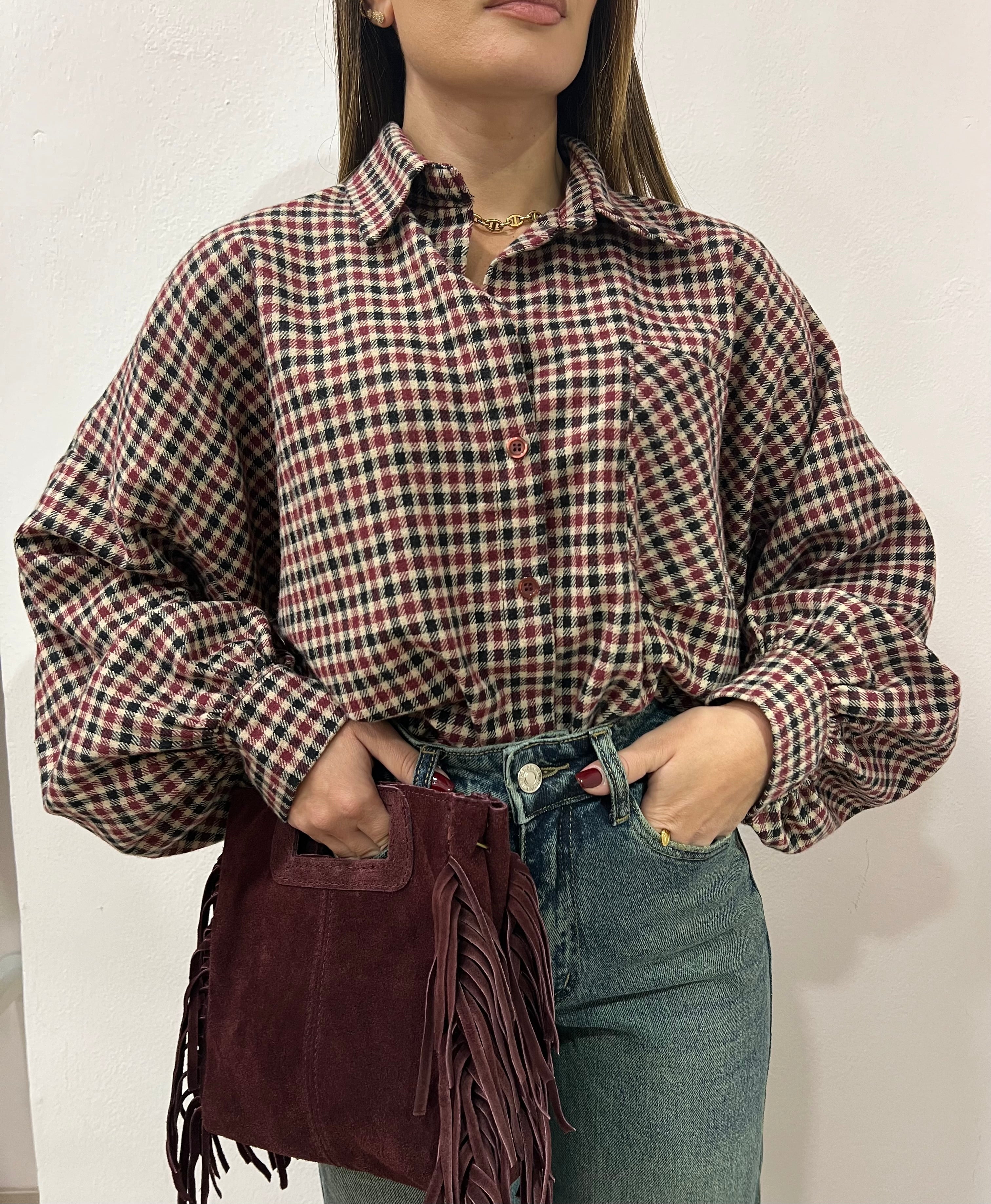Camicia Quadri Bordeaux/Nero